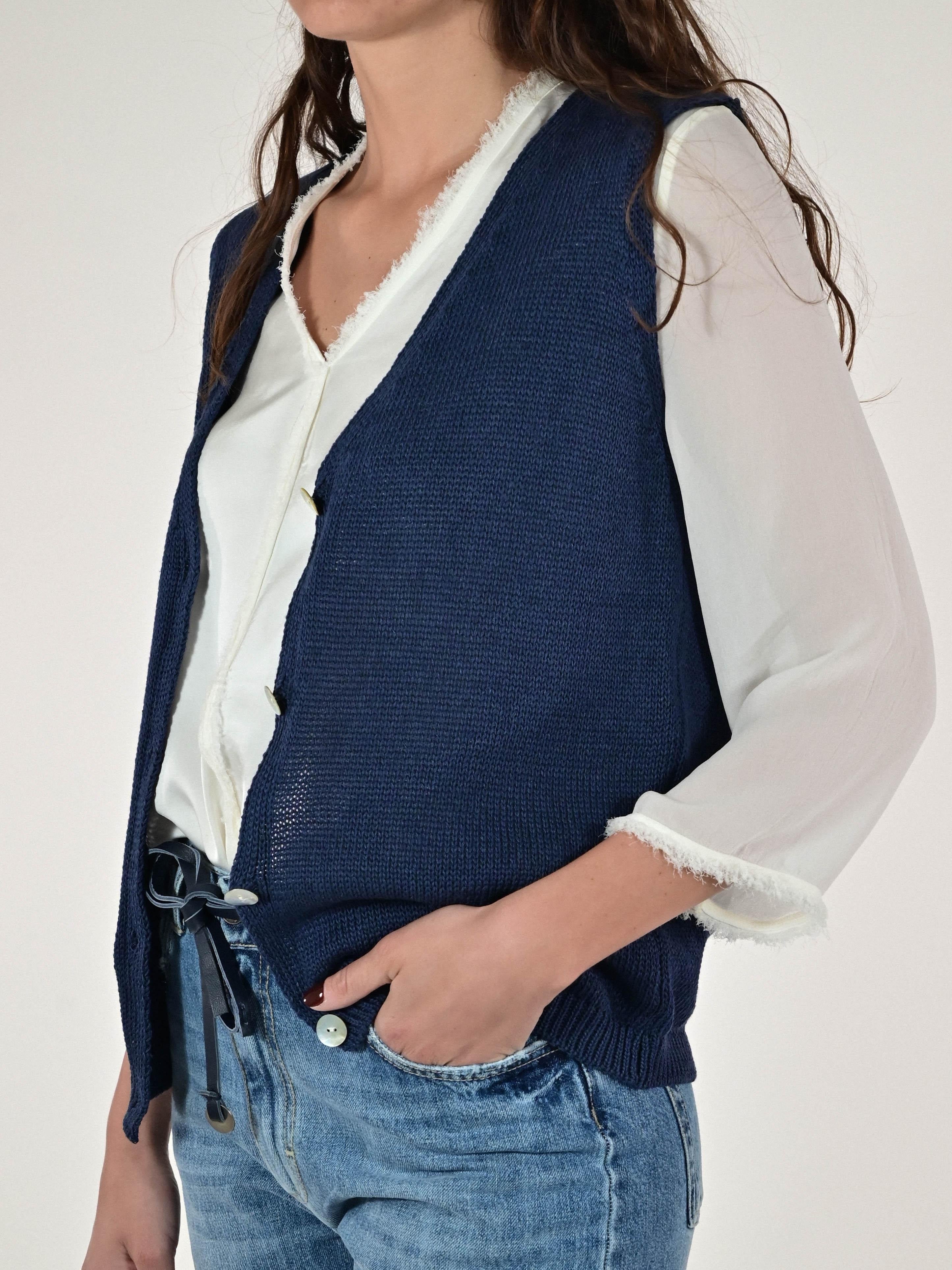 Gilet bottoni filato cotone blu MJ2571710 BLU LALTRA|STORIA 